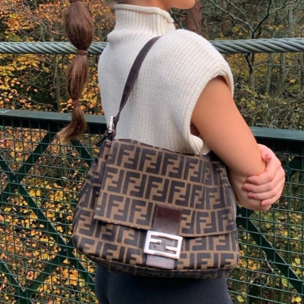 RESERVED FOR SAM - SOLD - Fendi Zucca Canvas Mamma Baguette Shoulder Bag